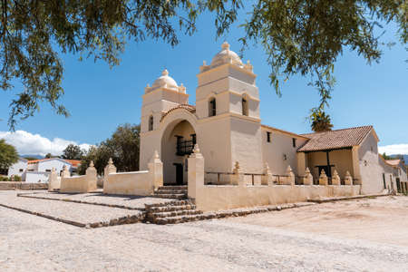 old colonial church in a small town in Argentinaの写真素材