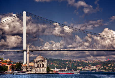 Bosphorus Bridge in Istanbul, Turkey. The Bosphorus Bridge is one of the most famous landmarks of Istanbul.の写真素材