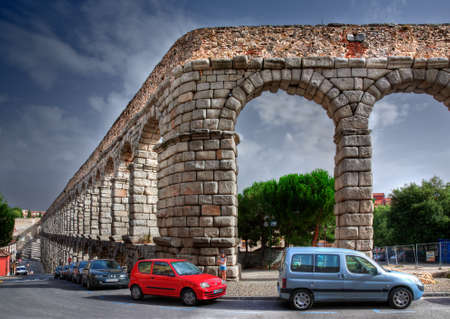 Roman aqueduct of Segovia, Castilla y Leon, Spainの写真素材