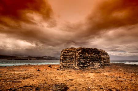 The ruins of an ancient church on the north coast of Lanzarote