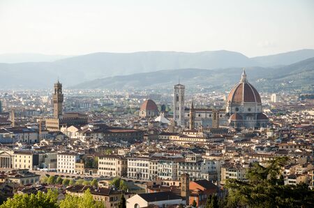 Landscape view of Florence in the afternoon from Piazzale Michelangeloの写真素材
