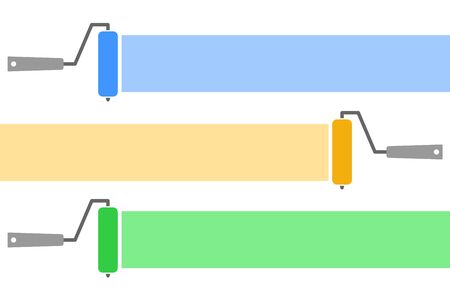 Roller brush, green, blue and yellowのイラスト素材