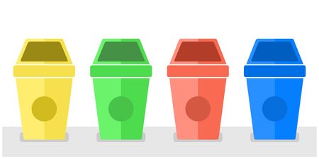Recycled garbage cans. Concept of ecologyのイラスト素材