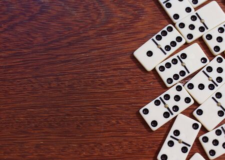 Dominoes on the table backgroundの写真素材