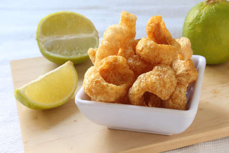 Pork crackling portion, appetizer.の写真素材