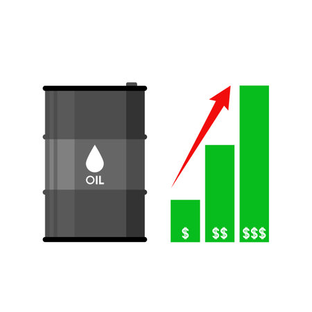 Oil barrel price and price rise chartのイラスト素材