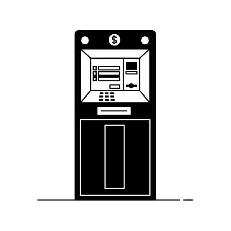 Cash machine. black and white vector graphicのイラスト素材
