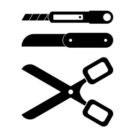 Knife and scissors icon set.のイラスト素材