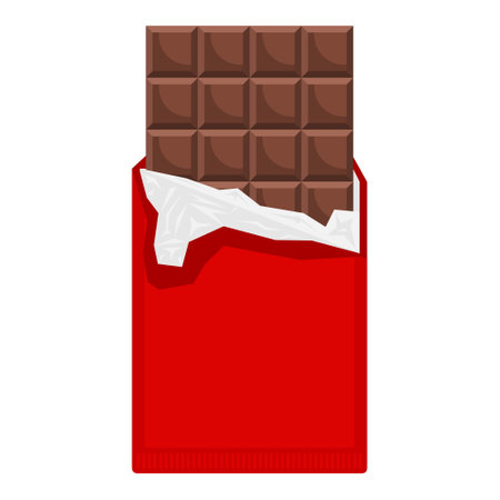 Chocolate bar with open packaging. Flat design style vector illustration.のイラスト素材