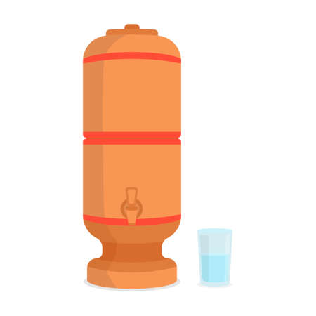 Ceramic clay filter, used in Brazil to purify water. Flat vector illustration.のイラスト素材