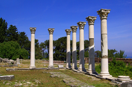 Colonnade among the ruins of the Asklepion in Kos island, Greeceの写真素材