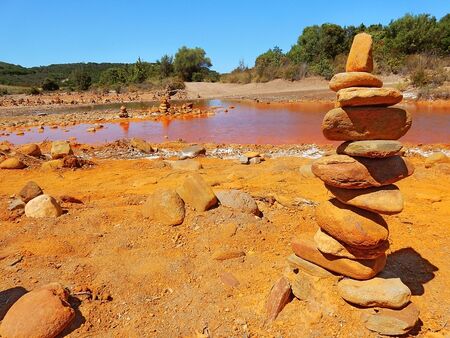 Rio Piscinas, a scenic metal-polluted stream in Sardiniaの写真素材