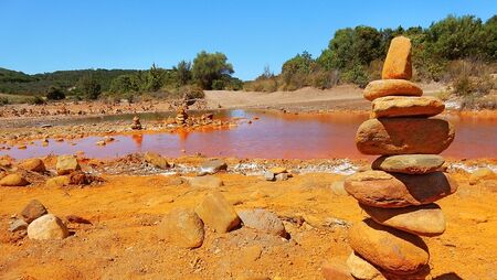 Rio Piscinas, a scenic metal-polluted stream in Sardiniaの写真素材