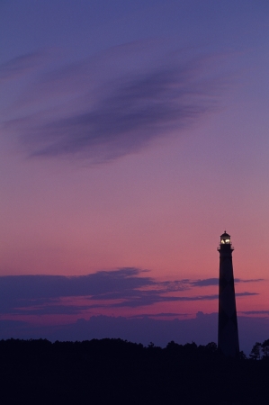 Cape Lookout Lighthouse at Sunsetの写真素材