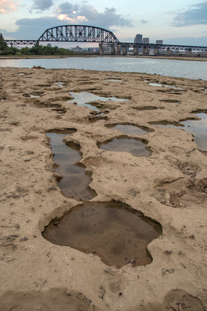 Tide Pools and Railway Bridge near Louisville, KYの写真素材