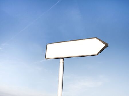 road sign with a blue background
