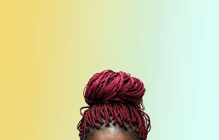 red braids with a colorful backgroundの写真素材