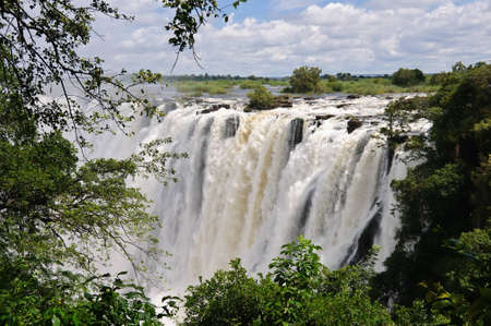 The Victoria Falls, on the Zambezi River between Zambia and Zimbabwe in Africaの写真素材