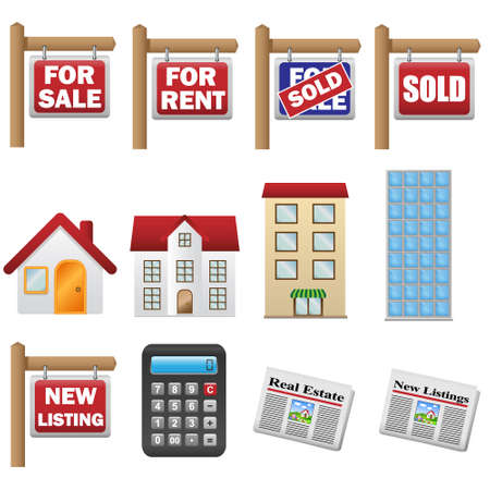 Real estate and property iconsのイラスト素材