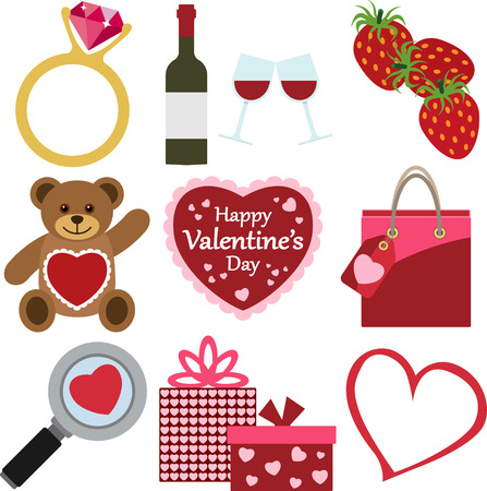 A Set of Colorful Valentine's Day Icons.のイラスト素材