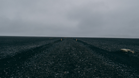 black rock path with no people in iceland lonelinessの写真素材