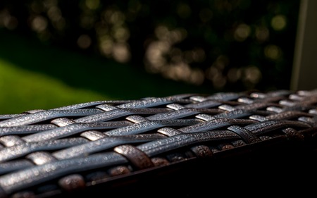 garden furniture close up of rattan texture sunnyの写真素材