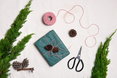 Christmas presents. Hand crafted gift.の写真素材