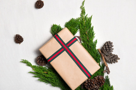 Christmas presents. Hand crafted gift.の写真素材