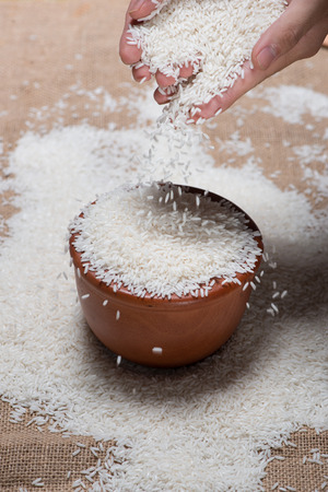 Hands holding riceの写真素材