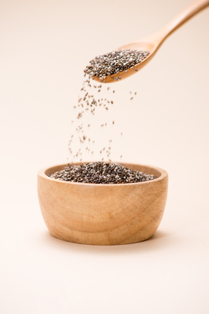 Close-up of raw, unprocessed, dried black chia seedsの写真素材