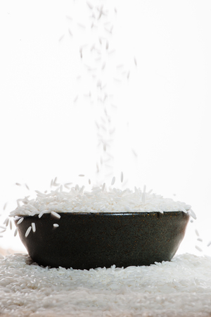 White Rice falling down. Jasmine Rice, Thai Rice, Raw Rice.の写真素材