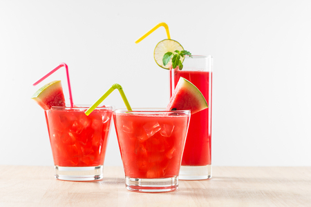 Glass of healthy watermelon juice in summertimeの写真素材