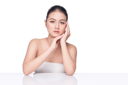 Beautiful spa model asian girl with perfect fresh clean skinの写真素材