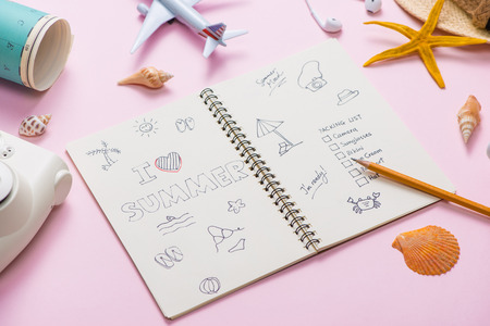 I Love Summer written on pen notebook. Vacation Holiday Conceptの写真素材