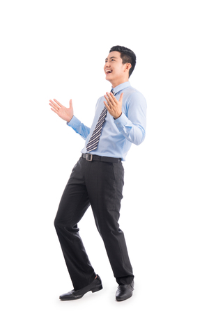 Happy businessman, free and relax of happy asianの写真素材