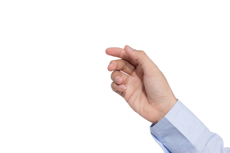 The gesture of a hand holding on white background, isolatedの写真素材
