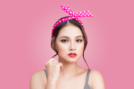 Beautiful woman pinup style portrait. Asian woman.の写真素材