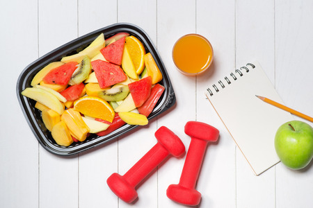 Fresh veggies and fruits. Healthy meal.の写真素材