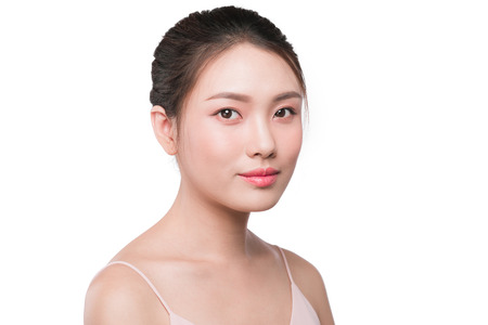 Smiling asian woman with natural looking makeupの写真素材