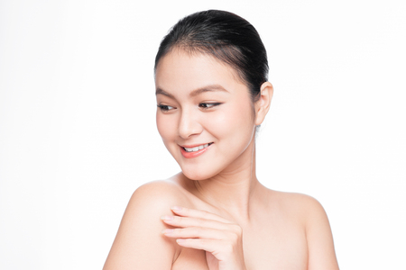 Youth and Skin Care Concept. Beauty Spa Asian Woman with perfect skin Portrait.の写真素材