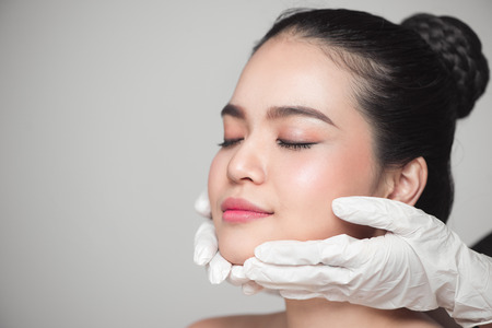 Facial beauty. Beautiful Woman before Plastic Surgery Operation Cosmetology.の写真素材