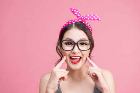Beautiful woman pinup style portrait. Asian woman.の写真素材