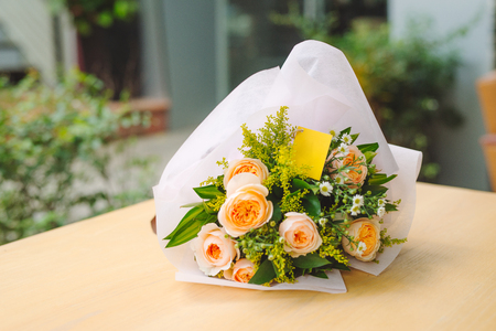 Beautiful bouquet of bright white rose flowersの写真素材
