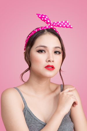 Beautiful woman pinup style portrait. Asian woman.の写真素材