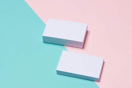 Business cards Mockup on two color backgroundの写真素材