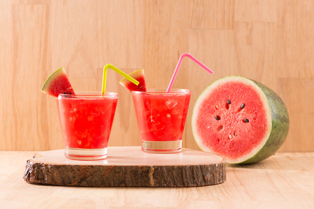 Glass of healthy watermelon juice in summertimeの写真素材