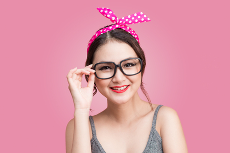 Beautiful woman pinup style portrait. Asian woman.の写真素材