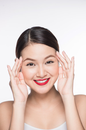 Beautiful asian face with glamour bright makeupの写真素材
