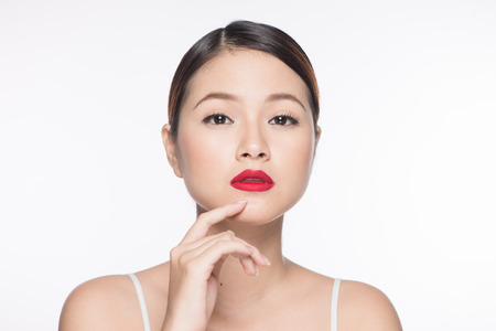 Beautiful asian face with glamour bright makeupの写真素材