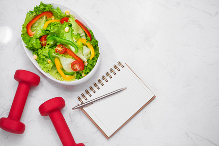 Healthy fitness meal with fresh salad. Diet concept.の写真素材
